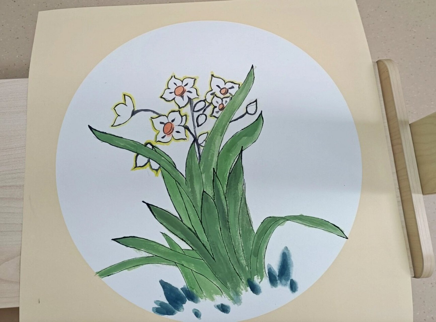 国画,扇子水墨画 图一是临摹妹儿老师的24节气水墨画,她画的好多画都