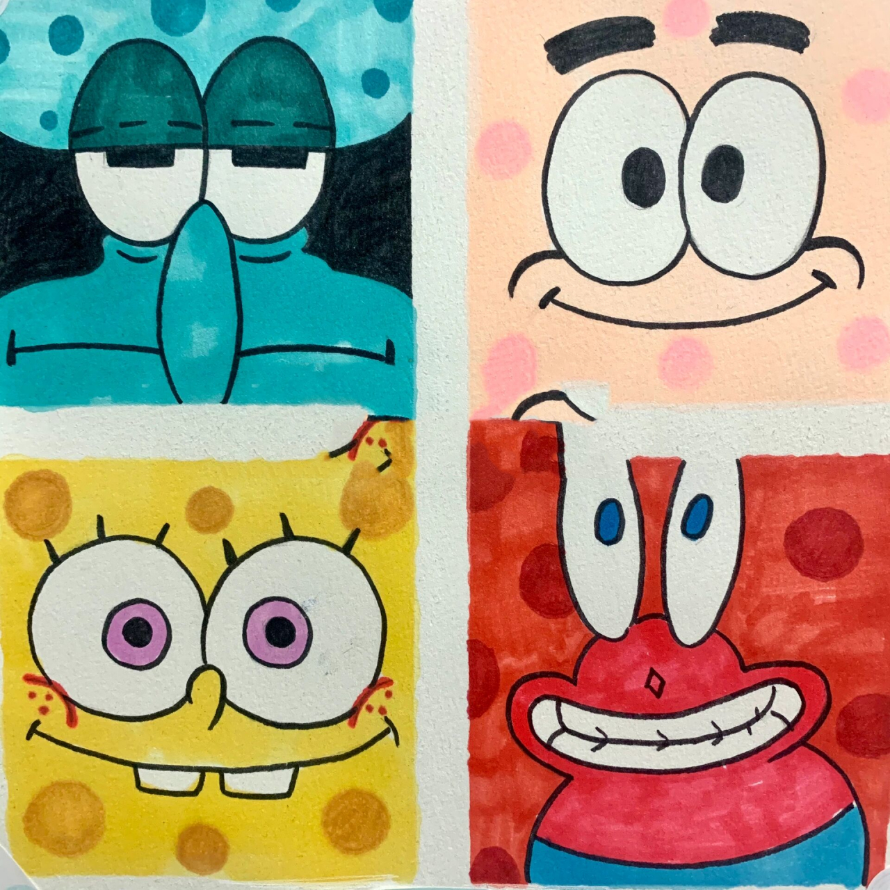 章鱼哥 派大星 海绵宝宝 蟹老板(内含步骤) 96绘画工具 16615