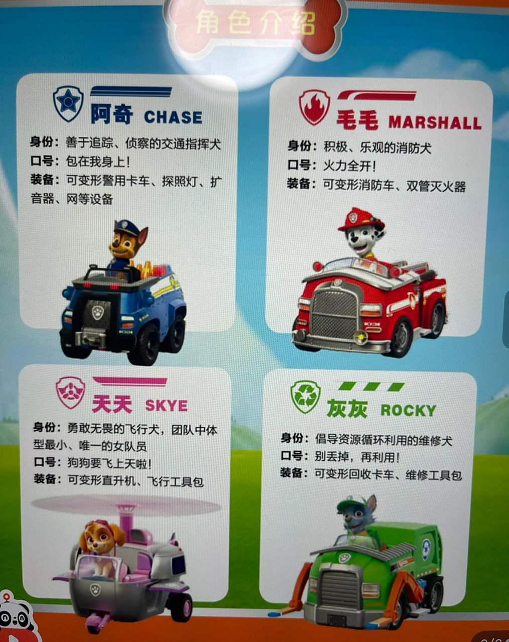 汪汪队主要人物介绍和口号~~  	  汪汪队主要人物介绍和口号