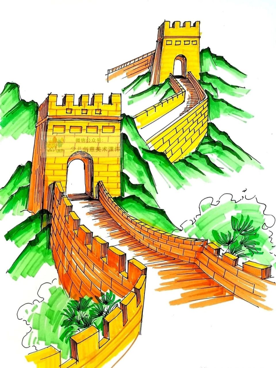 创意美术:《万里长城》 课程类型 : 创意综合课 年龄:6-9岁 课时:90