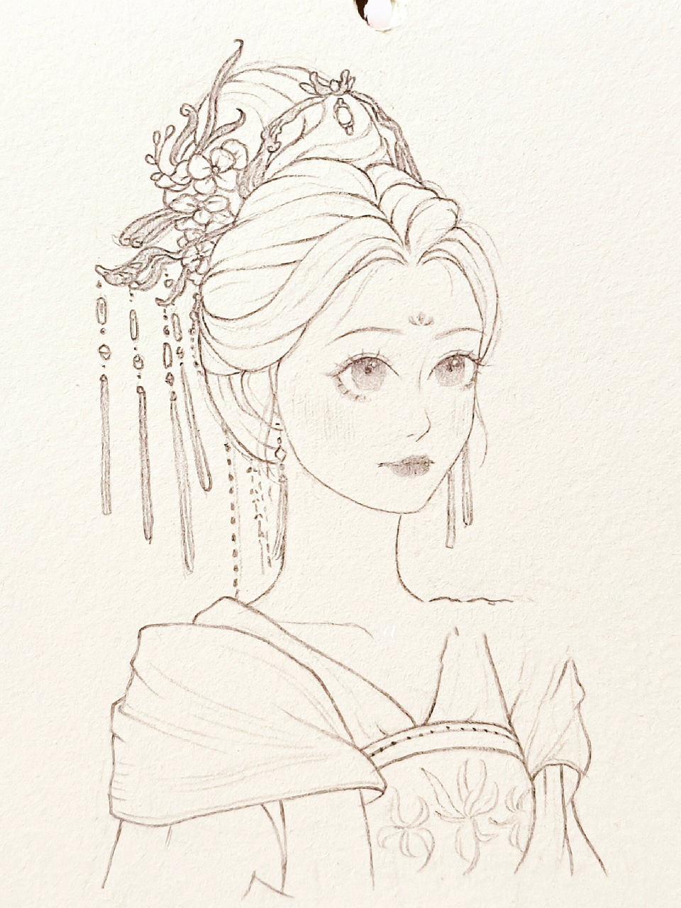 古风人物线稿~含步骤图~杨紫~长相思 画的是杨紫长相思的造型~,头饰好