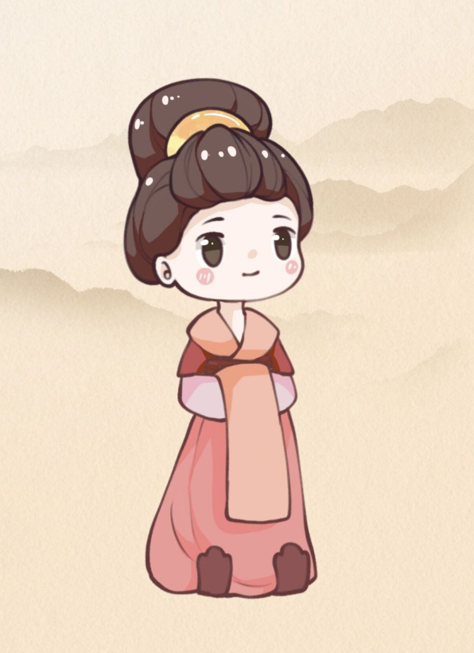 q版手绘汉服少女|古风少女简笔画 轻罗小扇,笑靥如花;海棠树下,不负