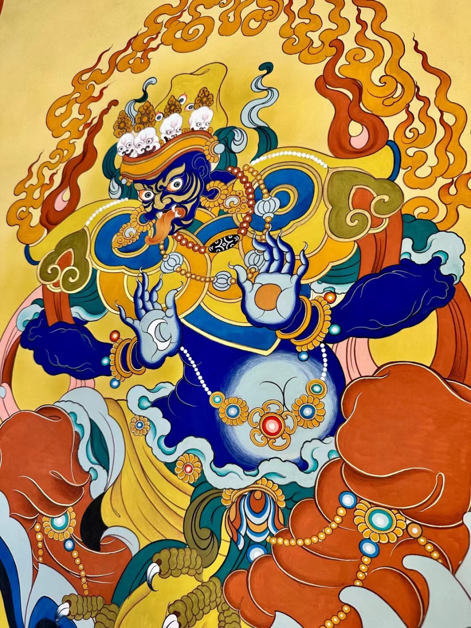 艺术馆携手热貢唐卡名师共同创作作品,《扎基拉姆》唐卡,象征