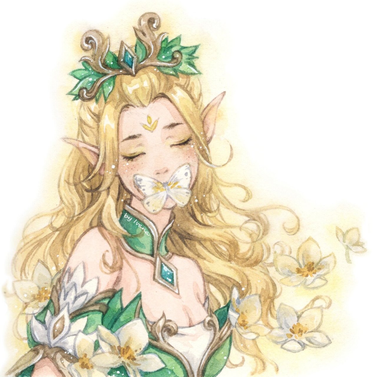 王者荣耀水彩——精灵后羿 后羿的精灵王画完了～99 本来想的是画出