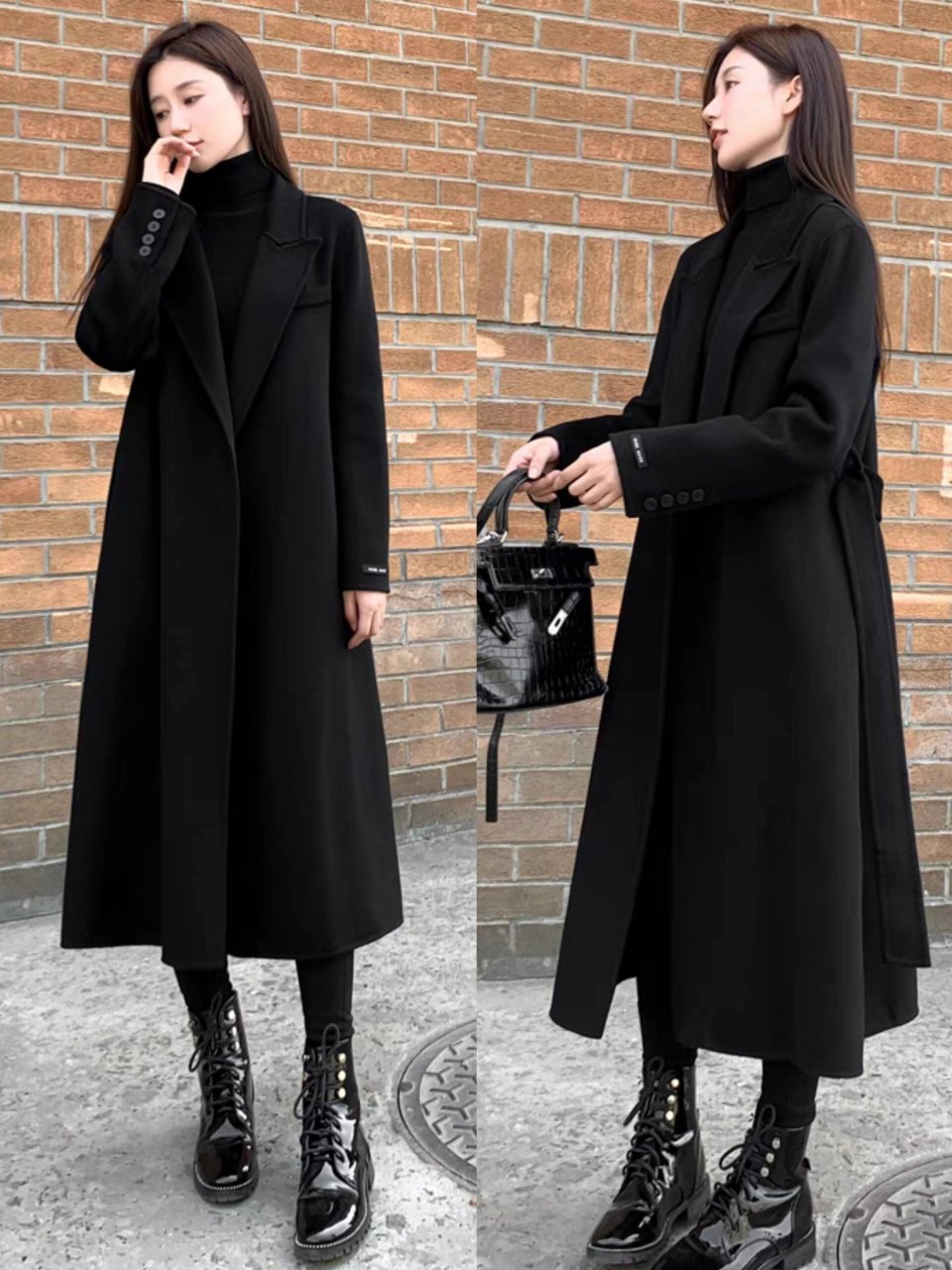 冬季女生黑色呢子大衣内搭什么衣服好看?