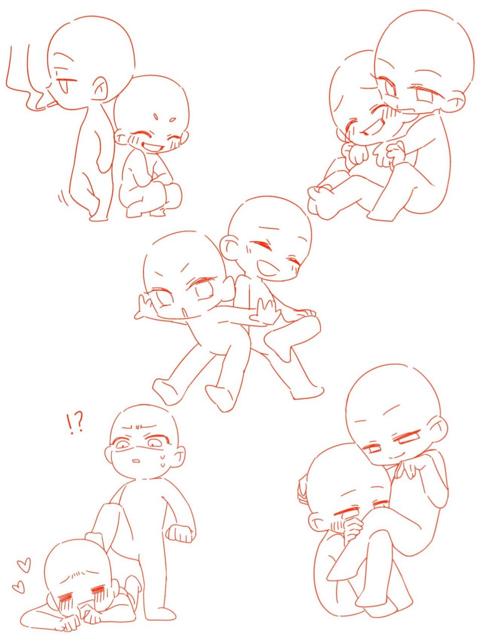 一组双人互动模板～qq人也可以很多动作,阔阔爱爱