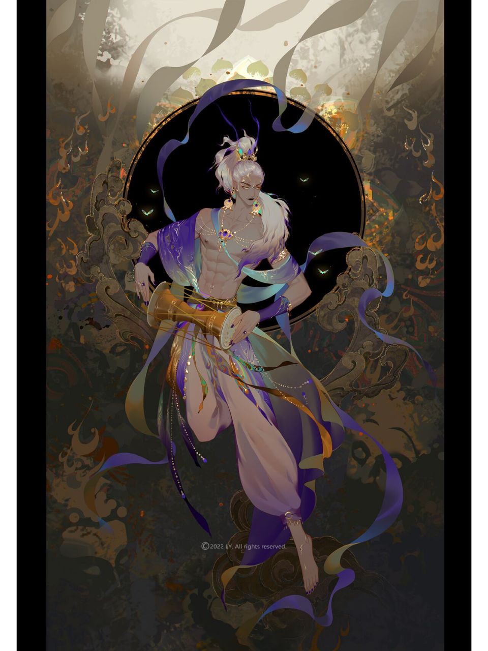 敦煌男子飞天插画 作者:炼妖ly