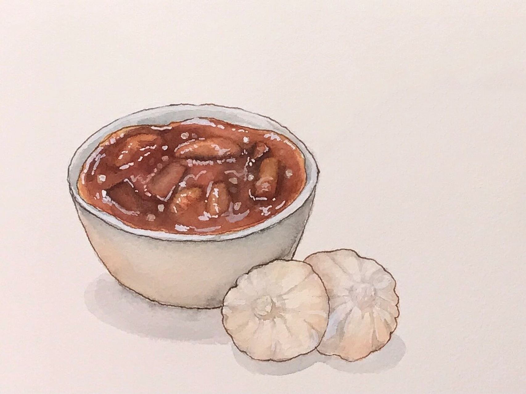 水彩原创|手绘美食钢笔淡彩北京小吃炒肝 99996996老北京早餐