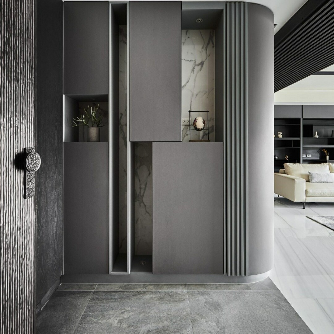 黑白灰简约风格装修白色和深灰色的家坠阒 室内设计/高级现代简约风格