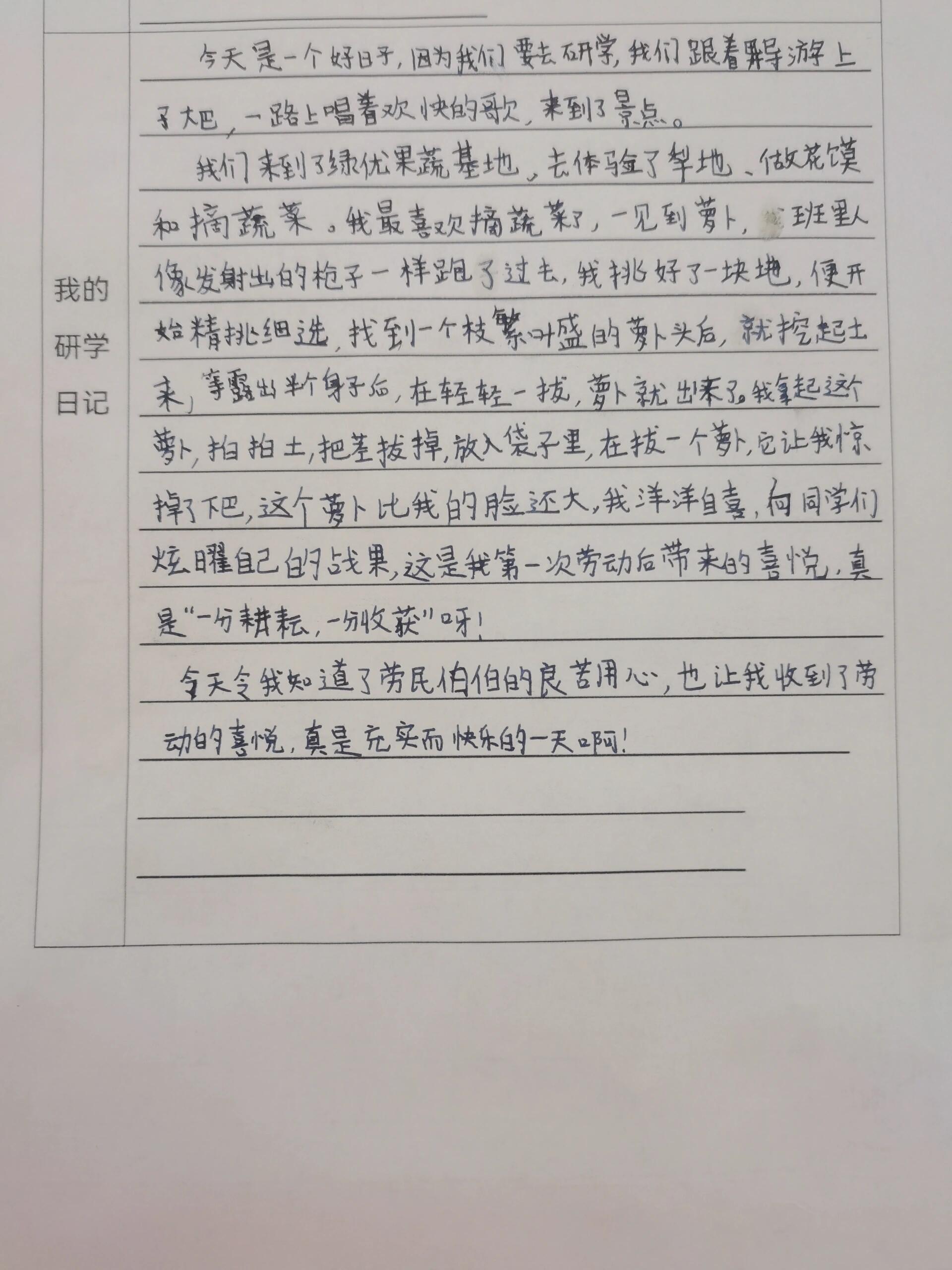 四年级研学活动日记