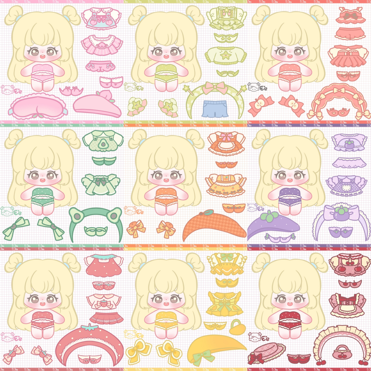 棉花娃娃换装水果系列九宫格 一套水果系列 929292搬运商用二改