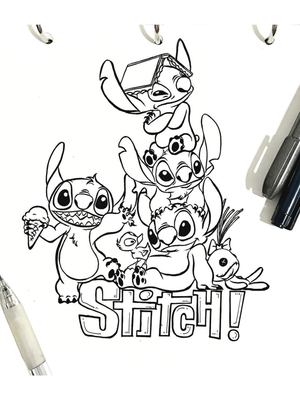 这个史迪仔是在前天直播起的铅笔稿,第一次直播没什么经验,自己边画边