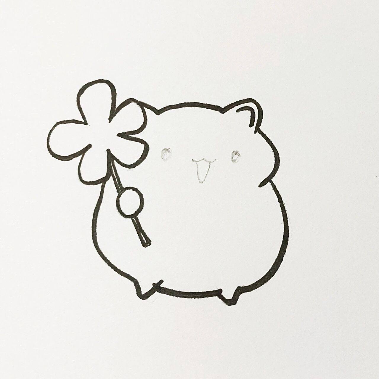 小胖送你花喽-小仓鼠(附教程) 这个简笔画看一遍0基础都会了 1.