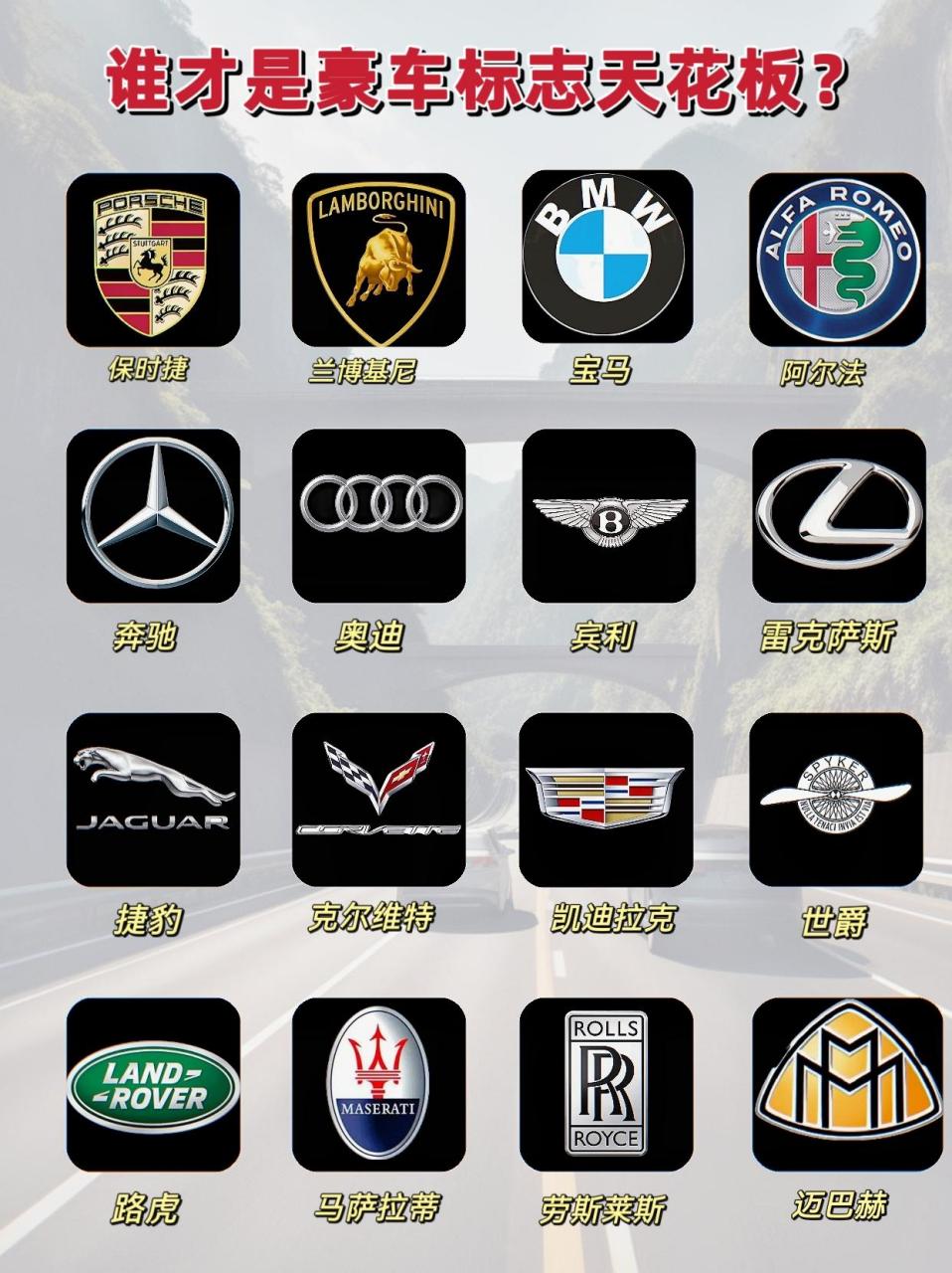 谁才是豪车标志的天花板.世界排名前十车标,你坐几个?认识几个?