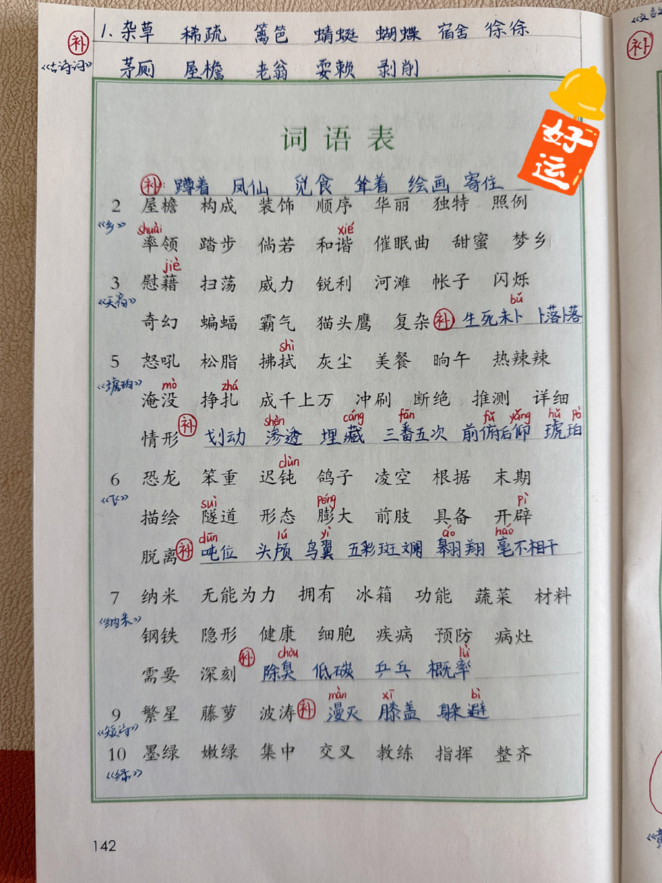 四年轻下册语文书生字图片