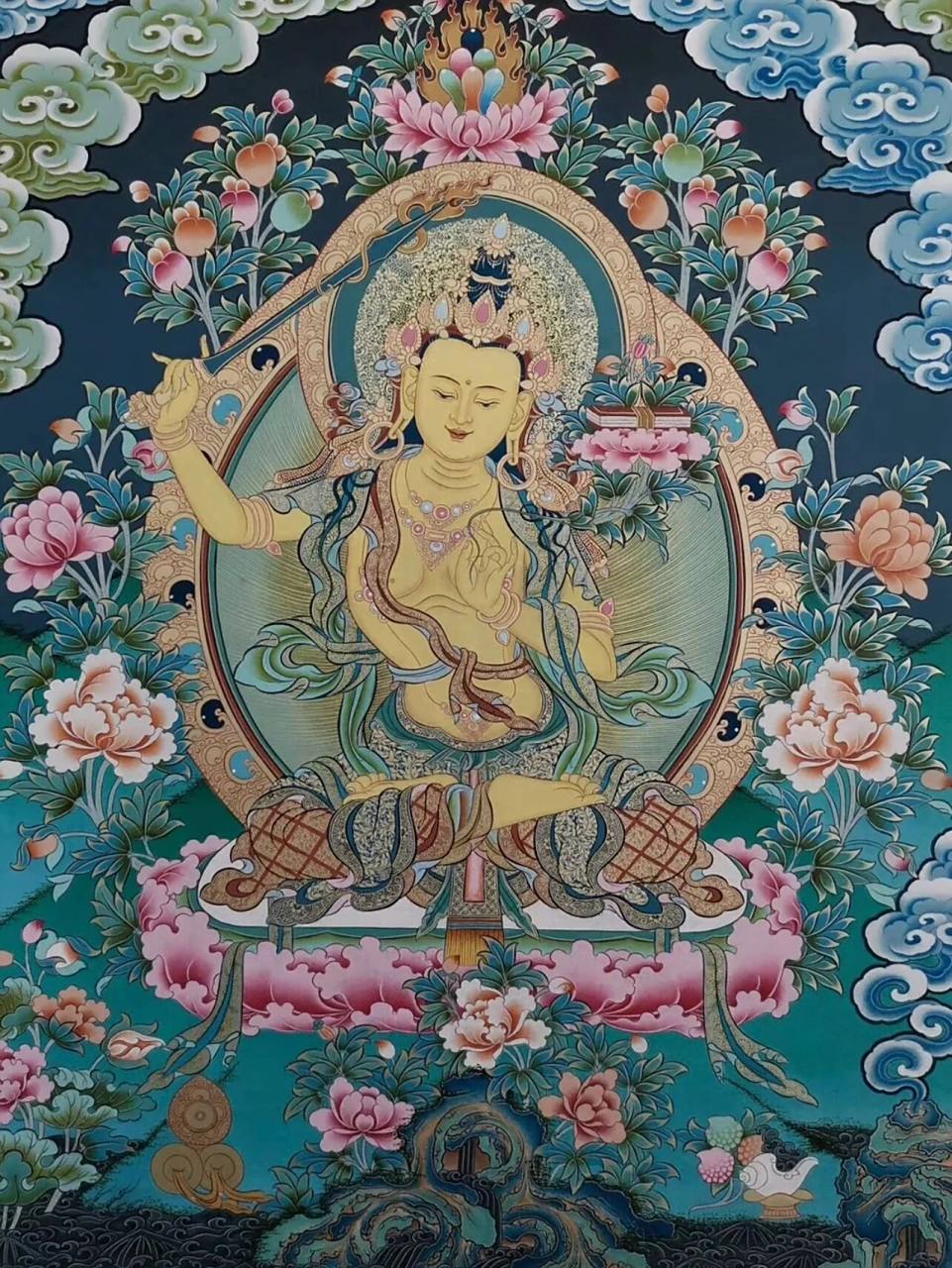 第三极唐卡 文殊菩萨壁纸 为众学子加持05 愿文殊菩萨   为众学子