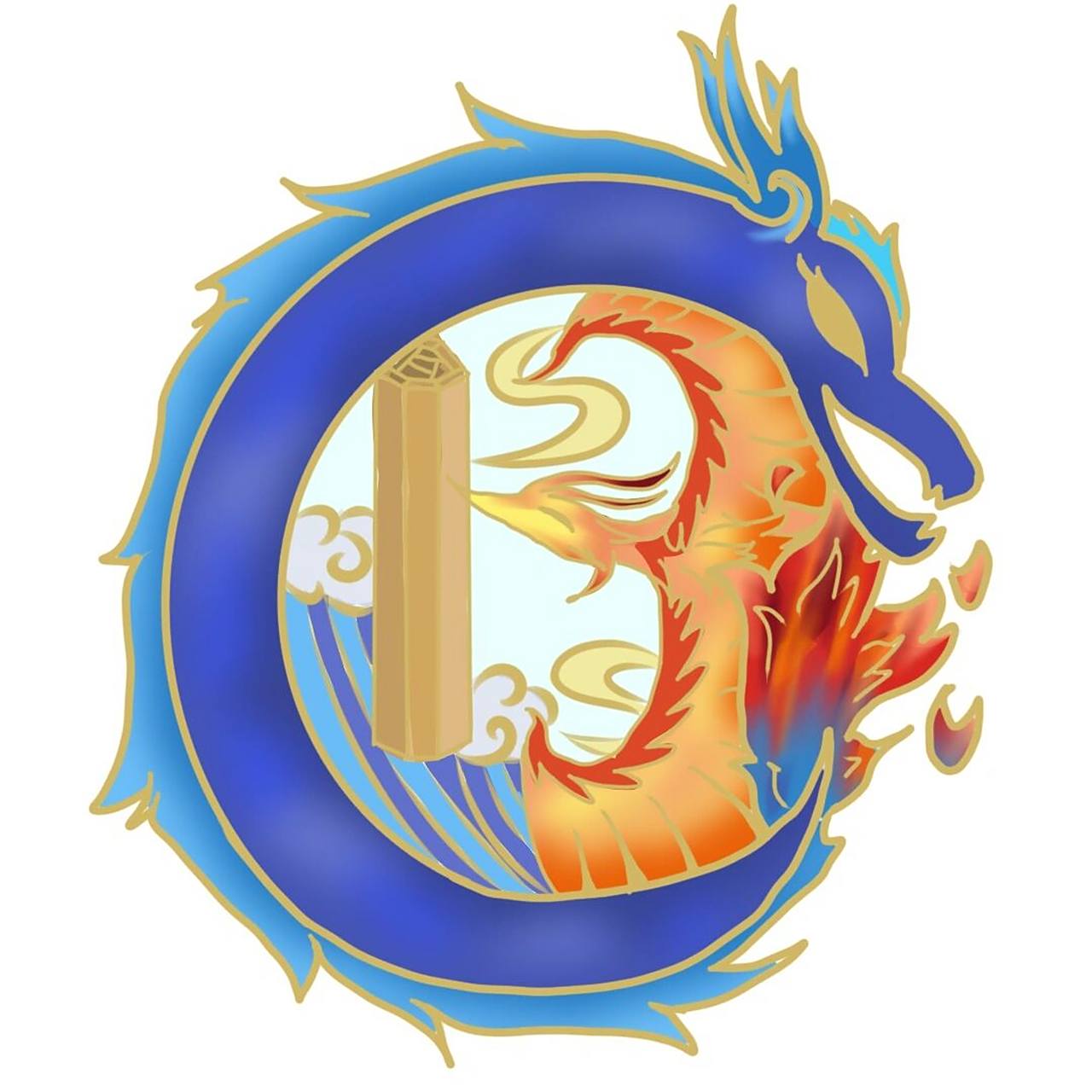 13班班徽设计,线稿还行,成品没法看 感觉还是配色的原因 书和凤形成了