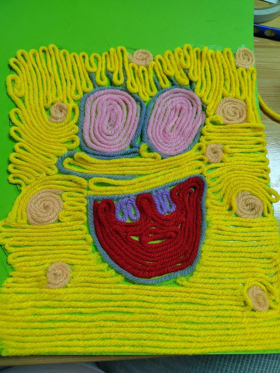 幼儿园毛线画手工diy作业家长 幼儿园的老师布置给家长的作业,第一次