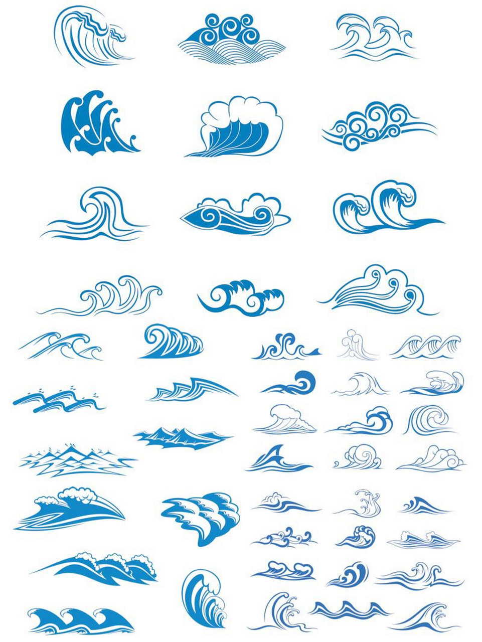 浪花设计素材合集 浪花在首饰设计中用处也太多了 各种不同的形态可以