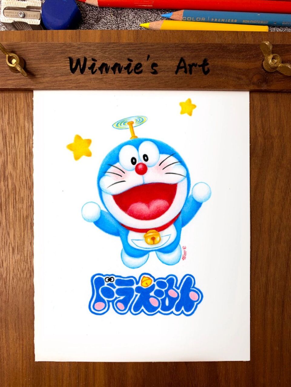 【手绘彩铅童年卡通】哆啦a梦/附线稿 老规矩:完整绘画过程视频在主页