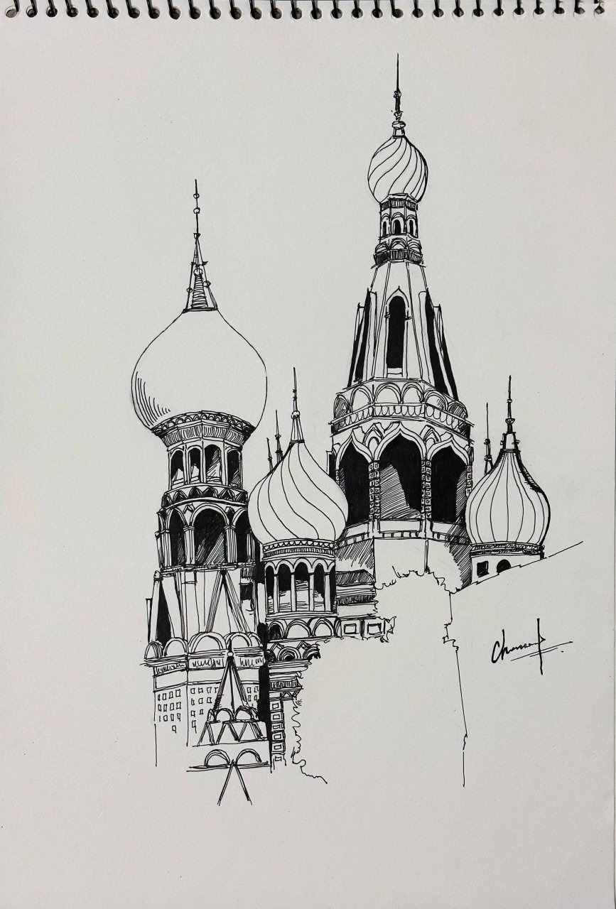 建筑速写|俄罗斯圣瓦西里升天大教堂 工具:0.