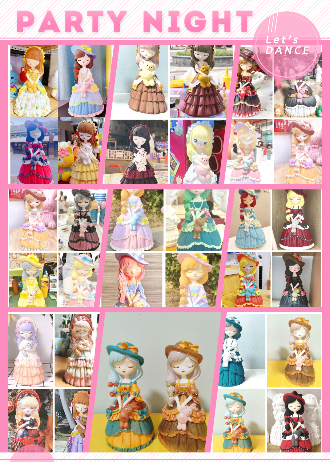 迪士尼在逃公主系列—贝蒂公主石膏娃娃彩绘合集  每个娃娃都超可爱