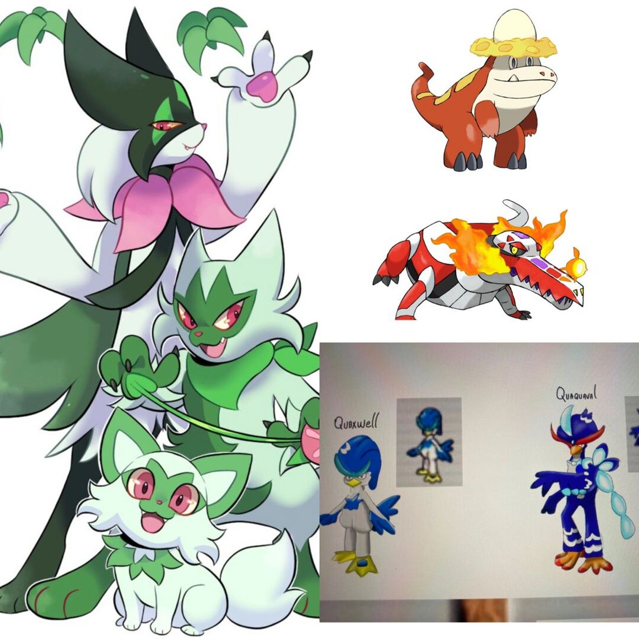 宝可梦朱紫|御三家二三段进化确认73 同人依照图鉴出的图,95%相似了