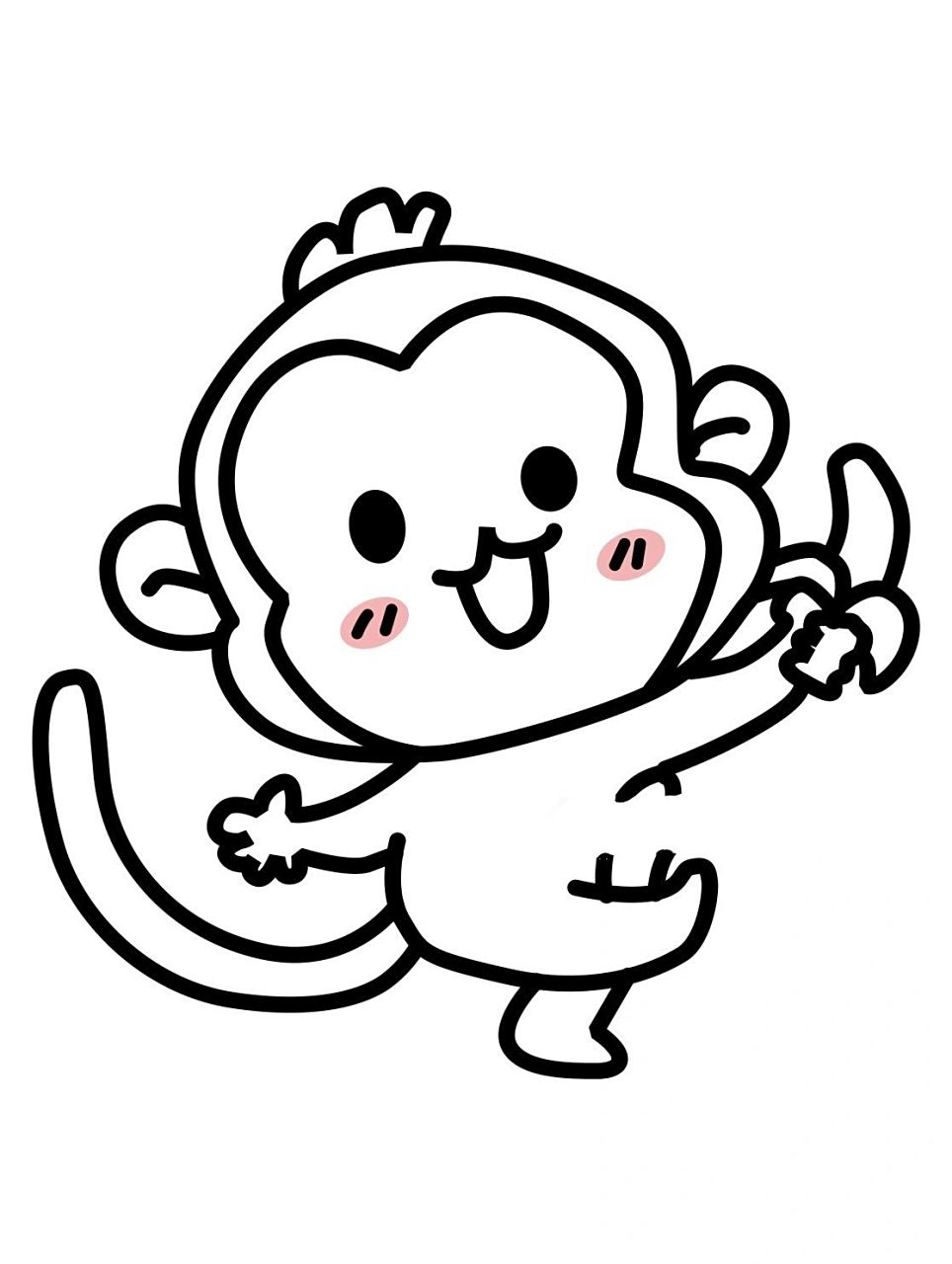 小猴子简笔画 | 猴子97素材 创意美术/简笔画素材/儿童画小猴子美术