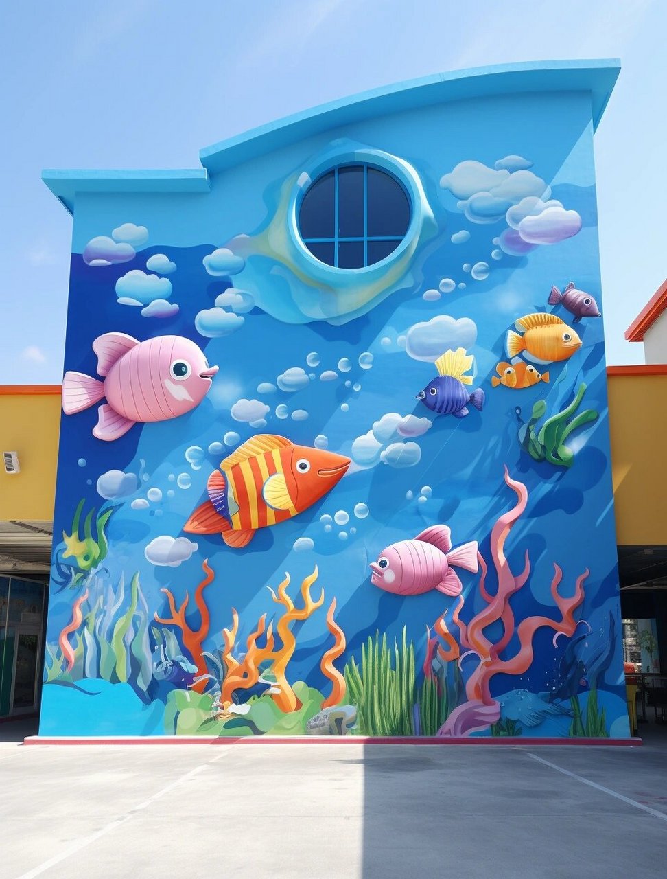幼儿园墙绘|海底世界奇幻冒险乐园99 海底世界的墙绘能够为幼儿园
