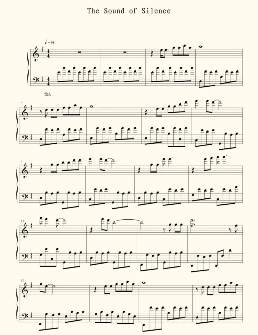 寂静之声《the sound of silence》钢琴谱