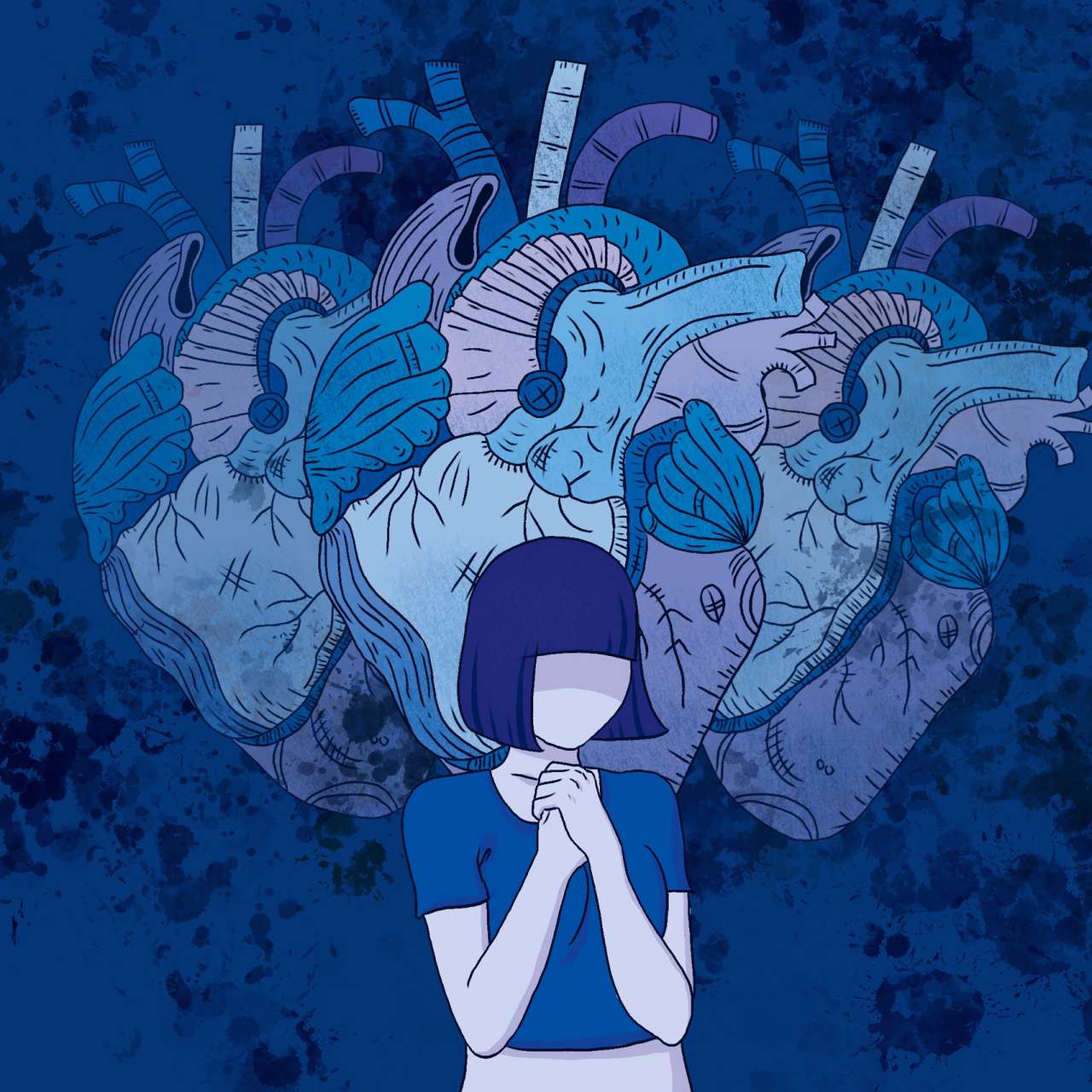 【抑郁症主题插画】24 心悸 心跳好快 心悸 喘不上气 抑郁症躯体化