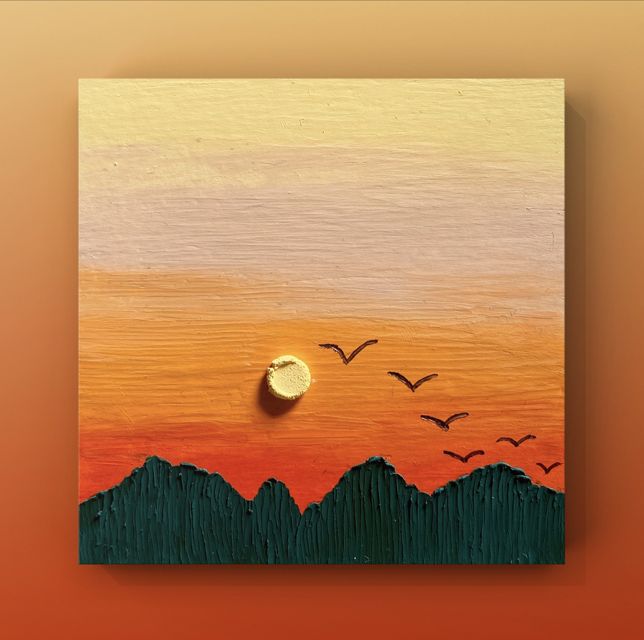 油画棒- 新手入门|四宫格|橙色系 78日出是每日的心动时刻,日落就是