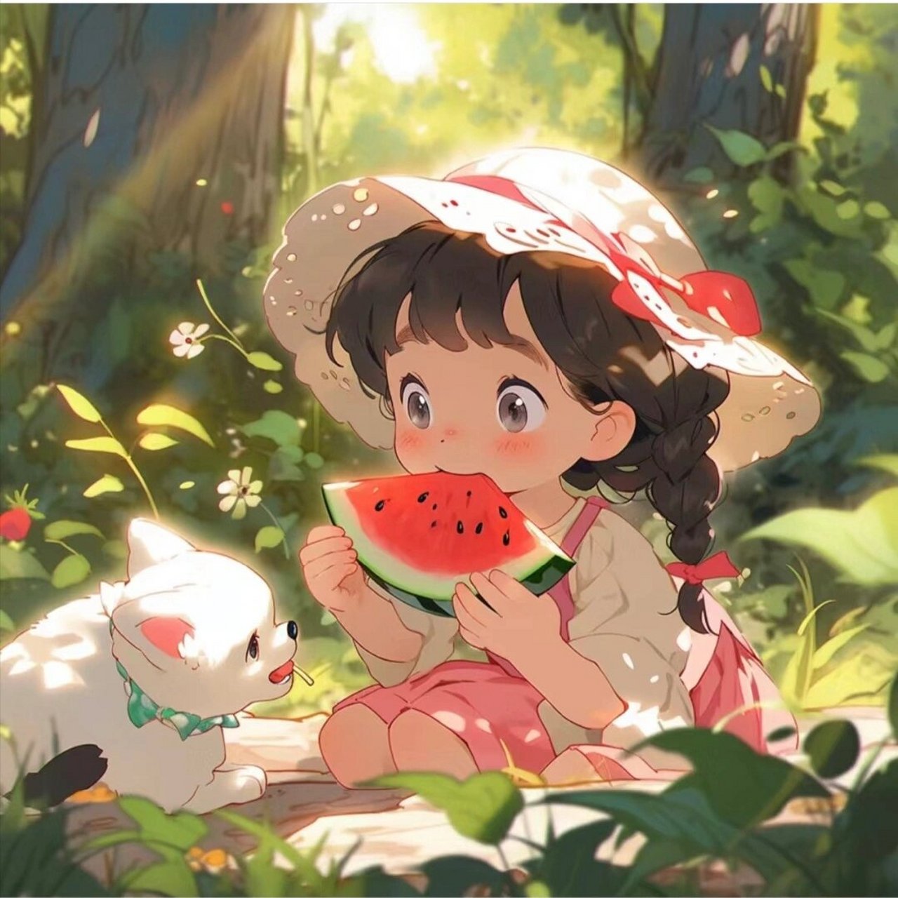 卡通头像女生头像治愈头像      有西瓜的夏天才叫夏天 图片放在评论