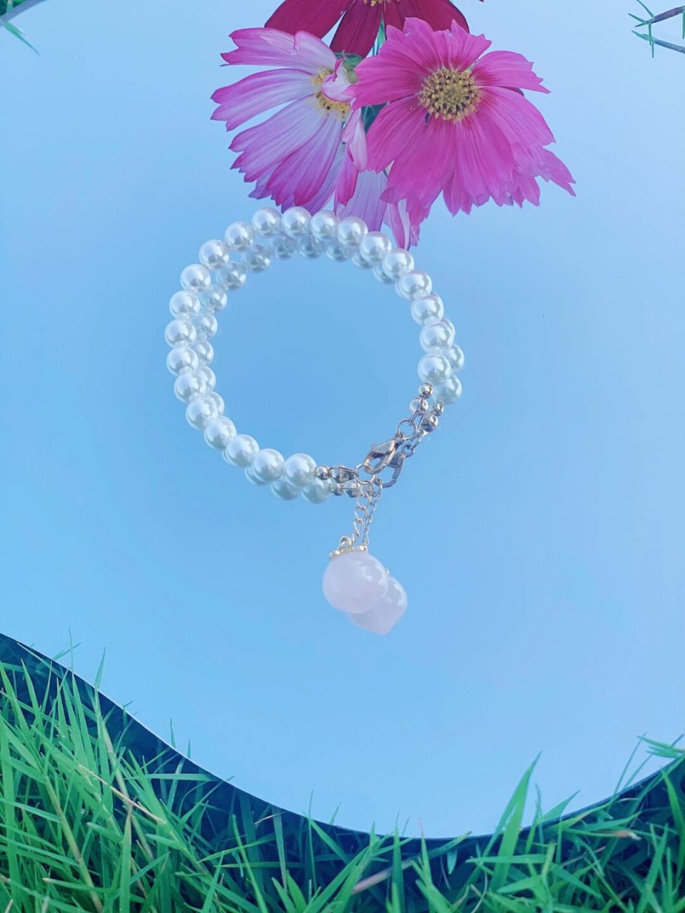 款21566|桃红李白|天然珍珠77水蜜桃高颜值手链 粉粉嫩嫩粉桃子