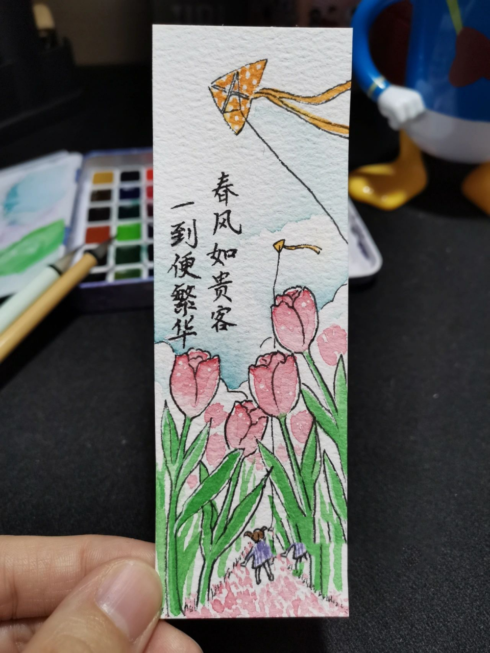 自制#二十四节气书签61春分 春风如贵客,一到便繁华. 华,同花.