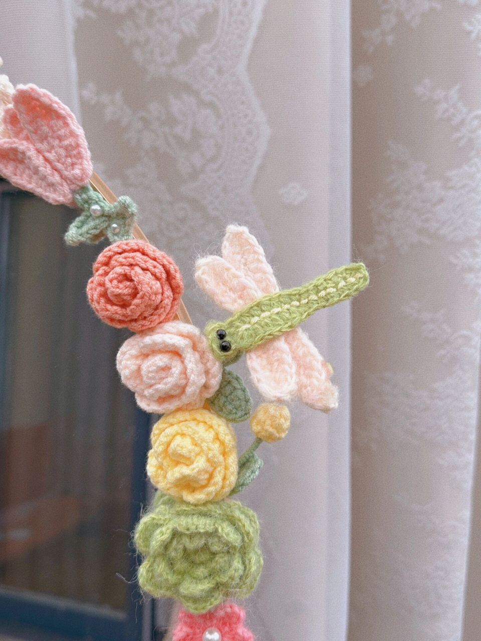 钩针春日94"早有蜻蜓立上头"(附图解) 此"蜻蜓"可做发夹或者胸针哦