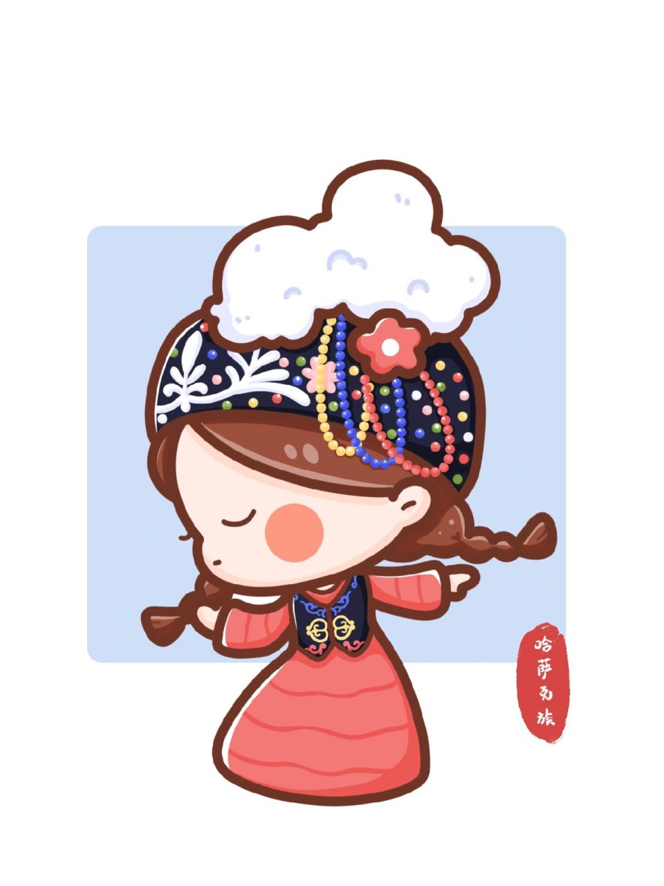 每日练习|简笔画人物(附线稿) 56个民族—哈萨克族 线条太单调,那就来