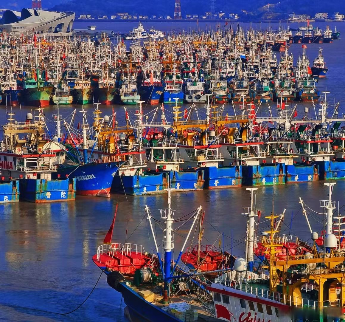 随手拍超话在普陀沈家门渔港,冷空气轻拂海面