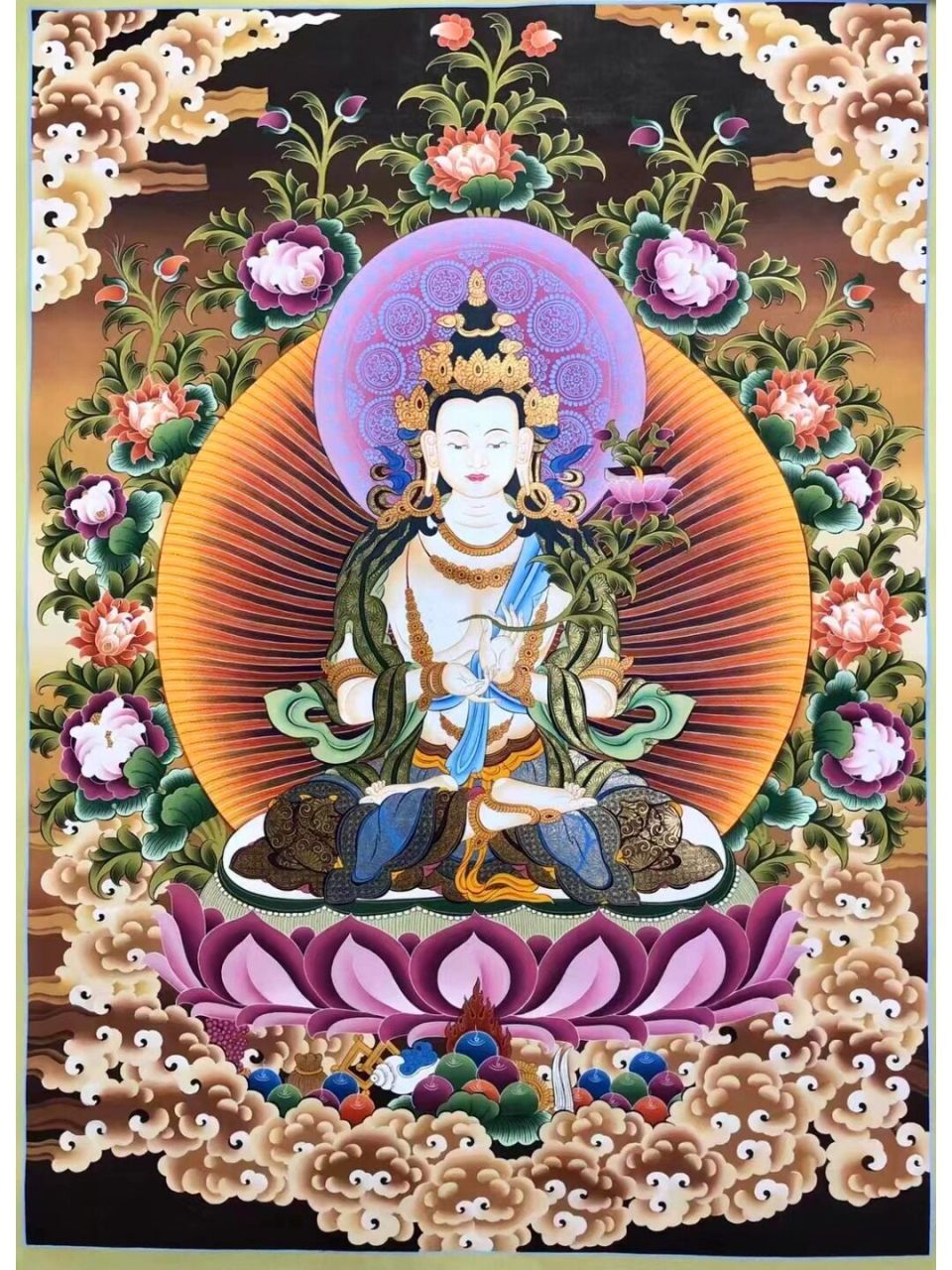 大势至菩萨 画芯尺寸57×75cm 24k纯金描线 金光闪闪