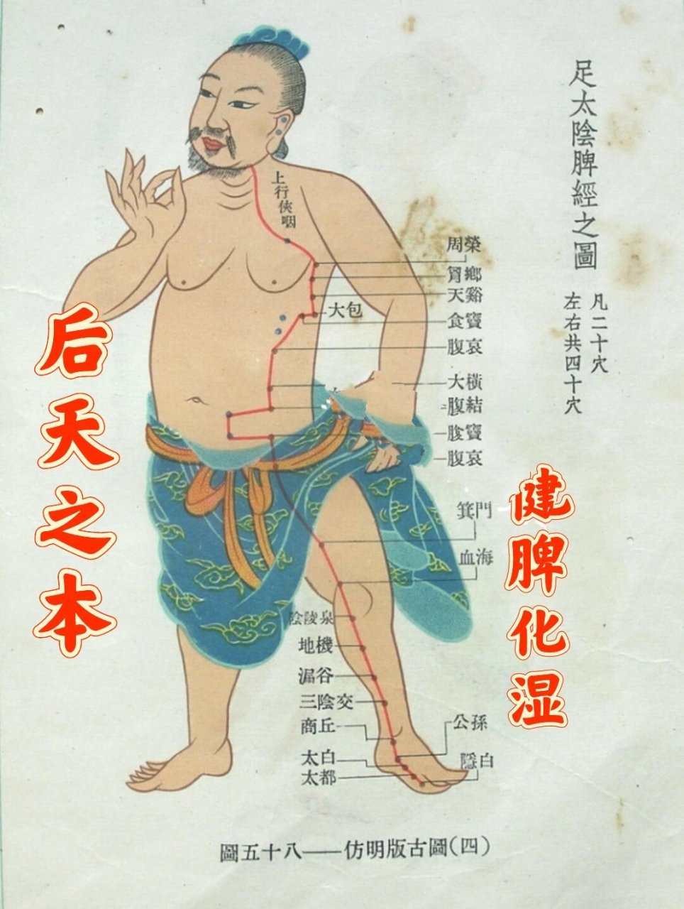 脾经的运行是从脚趾到胸部侧面大包做,从下到上,按压或者敲打脾经