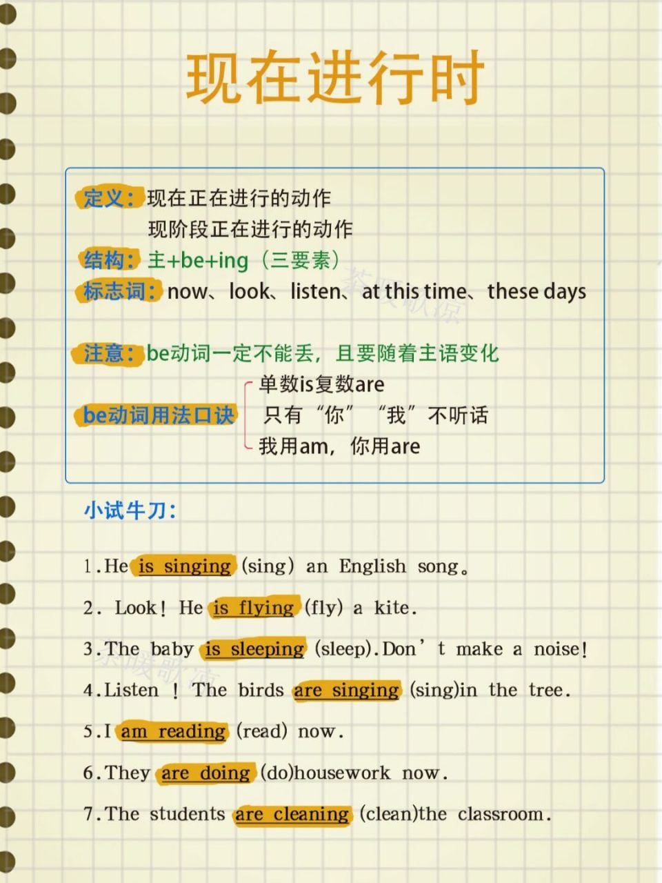 现在进行时语法笔记,动词ing变化规则 #英语笔记# #小学英语# #英语