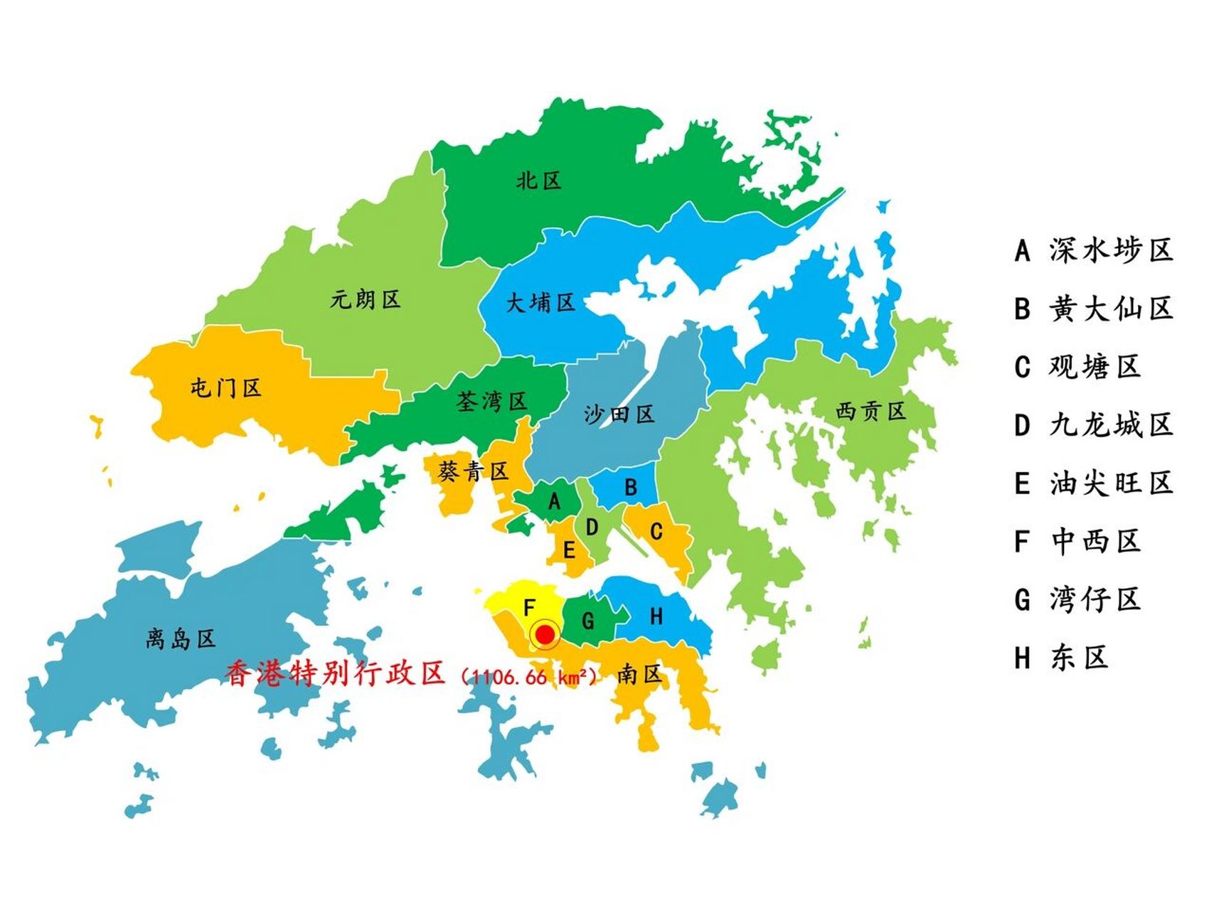 香港区域划分图图片