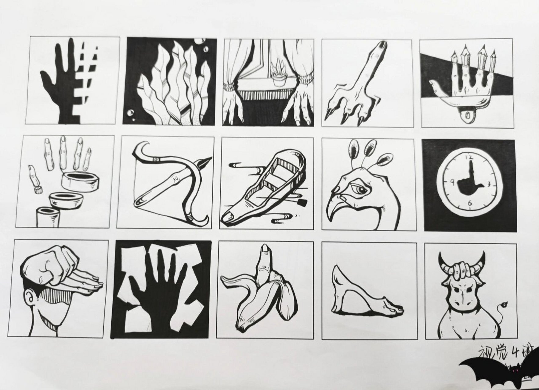 图形创意 手的联想 之前图形创意课的作业们 有原创的以及家人们的