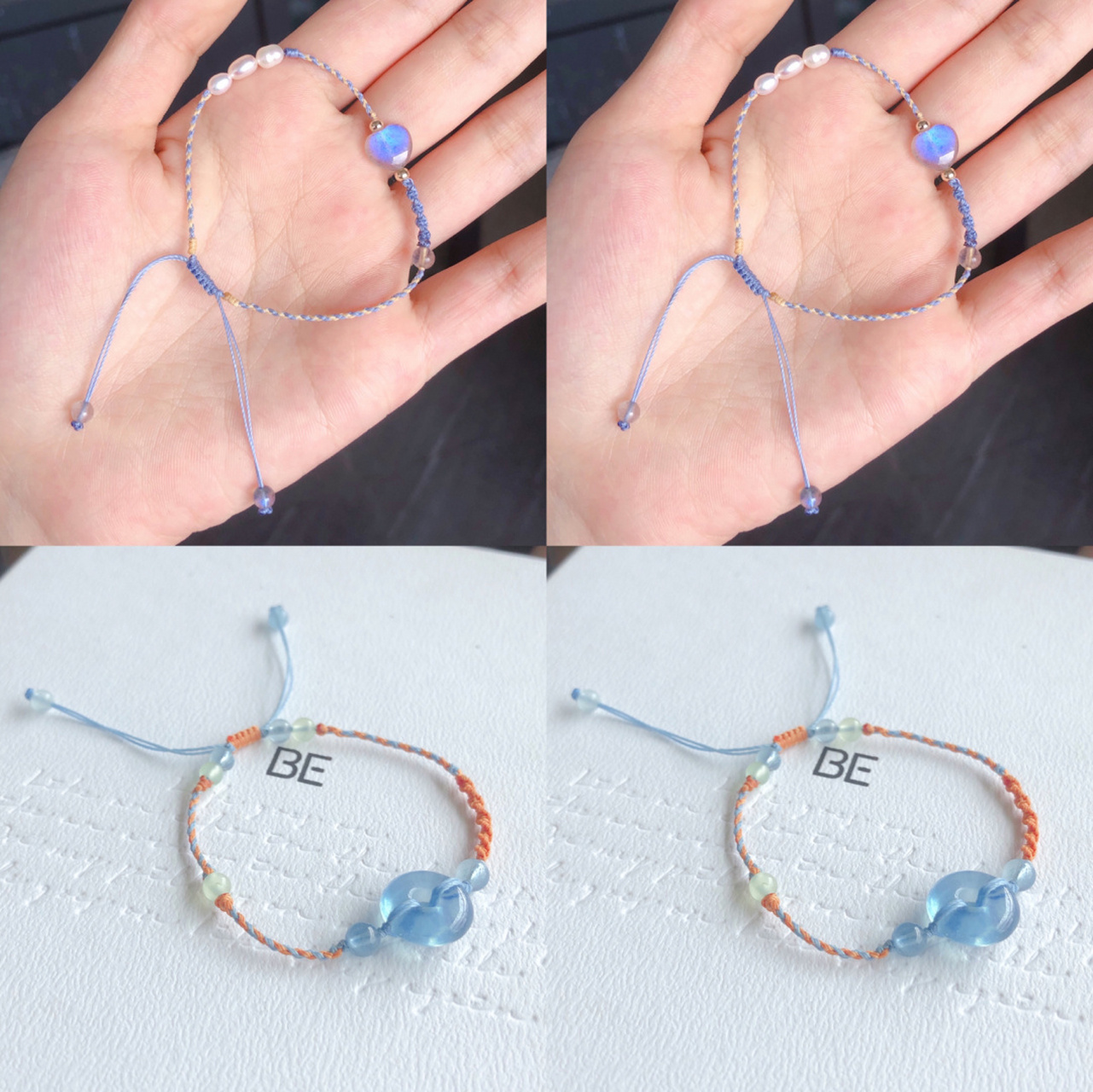 【客订】平结绳结编绳手链 海蓝宝平安扣:应顾客要求给她挑选了高品的