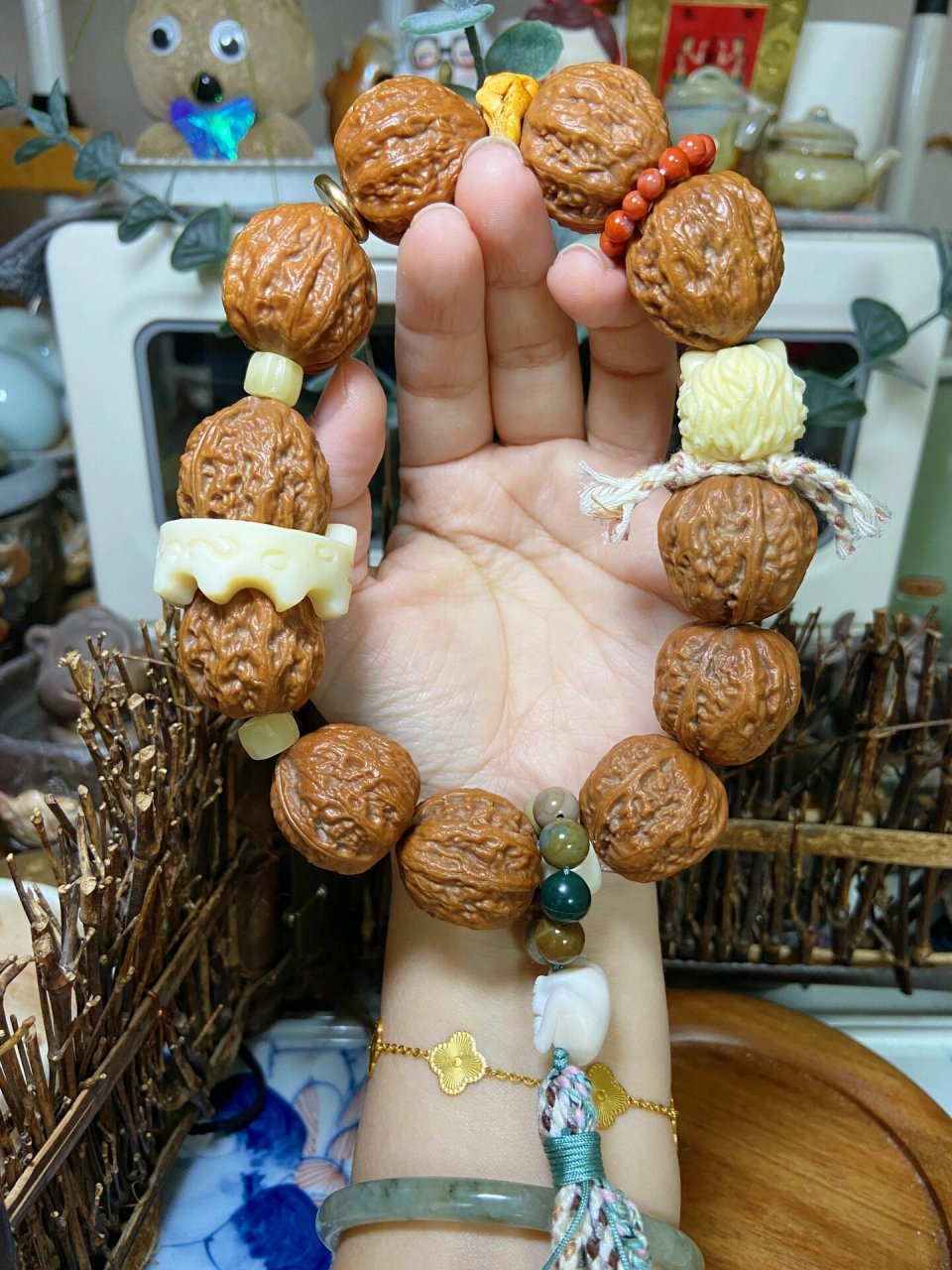 设计款小核桃手持 整套搭配超级美 设计款核桃手串手持 文玩收藏 尺寸