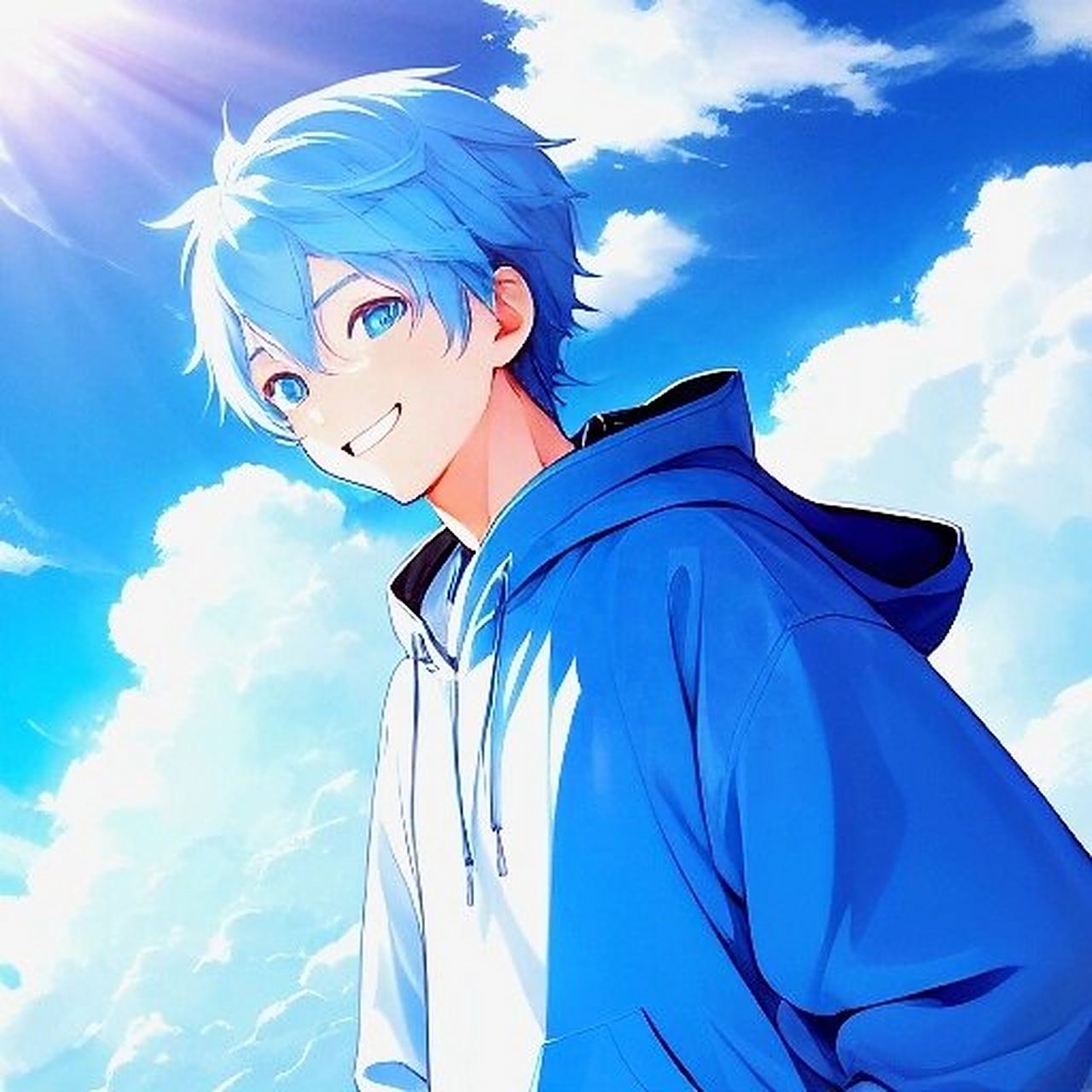 动漫男头蓝天(2)蓝发 蓝天白云下,有人习以为常,有人欣喜若狂