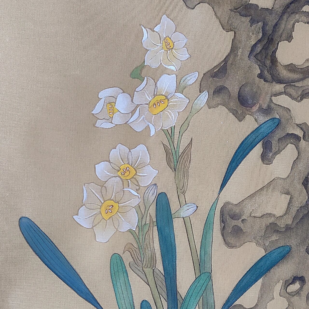原创工笔水仙奇石