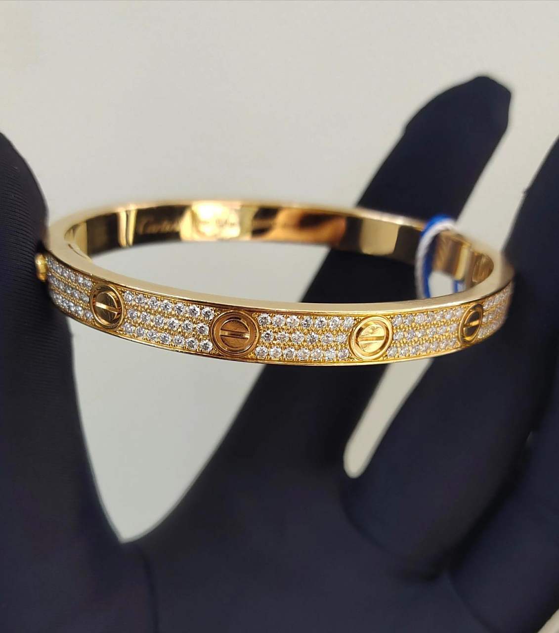 玫瑰金宽版满天星满钻手镯 cartier/卡地亚 n6036918 love系列 玫瑰金