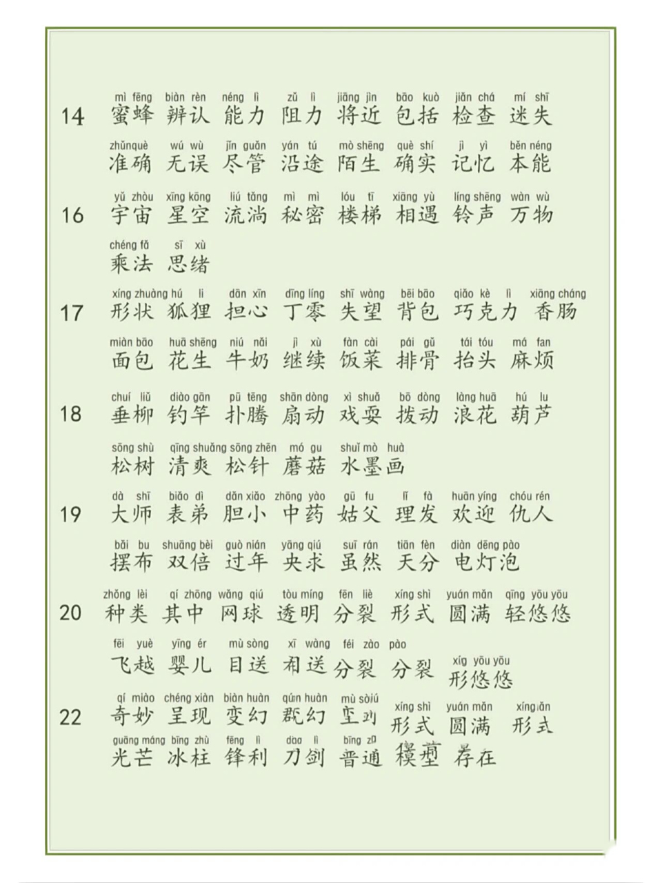 三年级(下册)词语表注音6015 三年级(下册)词语表注音6015