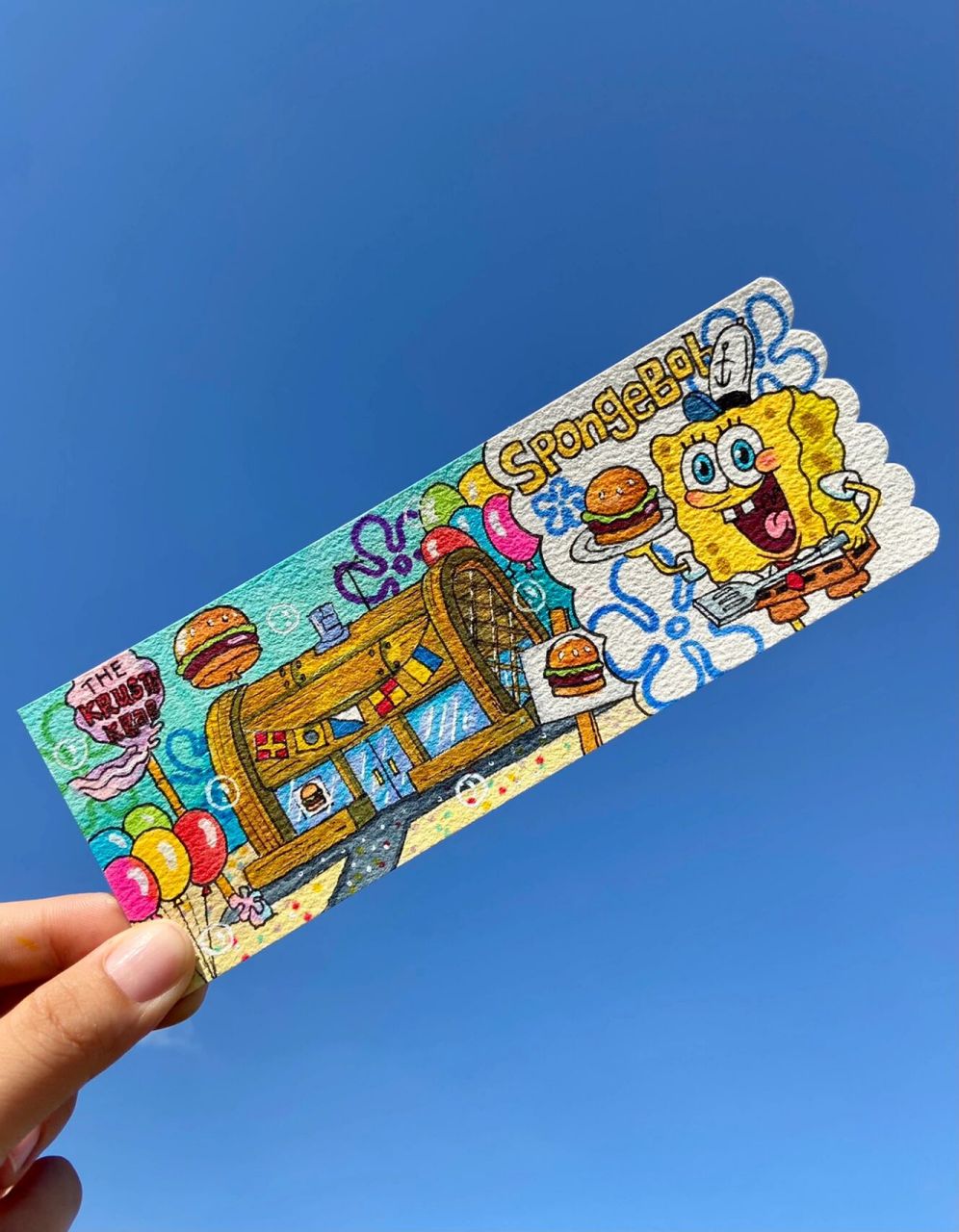 要来一份美味的蟹黄堡吗92 快叫上好朋友一起来画海绵宝宝书签吧
